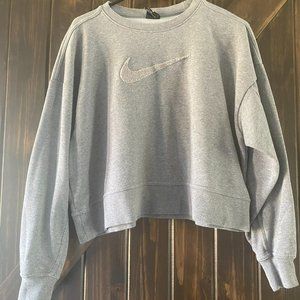 Women's Grey Cropped Nike Crewneck